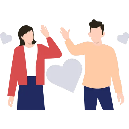 Lover giving high fives  Illustration