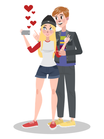 Lover taking selfie  Illustration