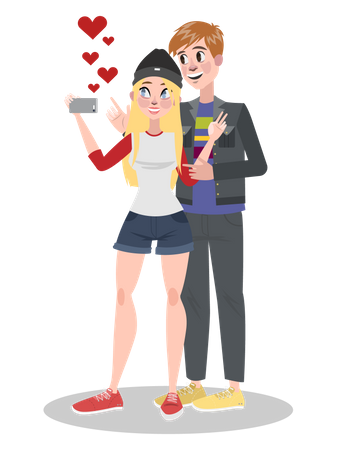 Lover taking selfie  Illustration