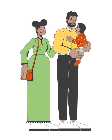 사랑하는 아프리카계 미국인 가족의 유대감의 순간  일러스트레이션