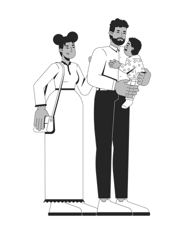 Loving african american family bonding moment  Illustration