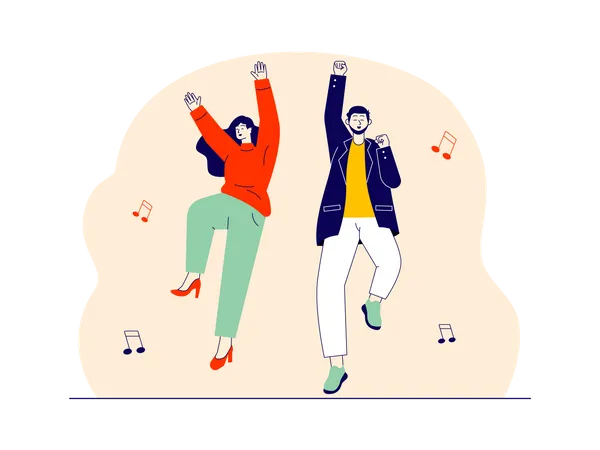 Loving couple dancing on music  Illustration