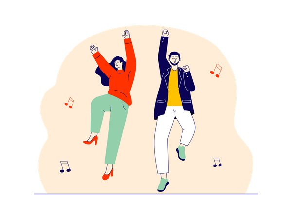 Loving couple dancing on music  Illustration