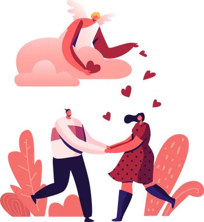 Loving Couple Having Dating Illustration