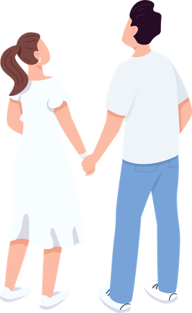 Loving couple holding hands Illustration