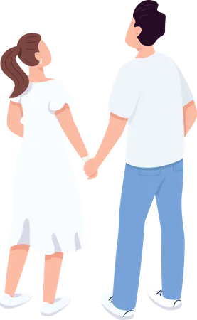 Loving couple holding hands Illustration