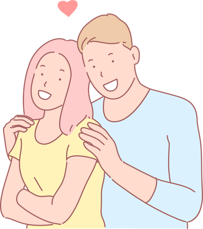 Loving couple hugging  Illustration