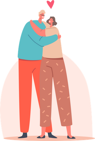 Loving couple hugging Illustration