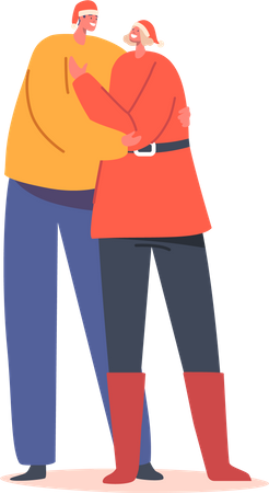 Loving  Couple Hugging and Embracing  Illustration