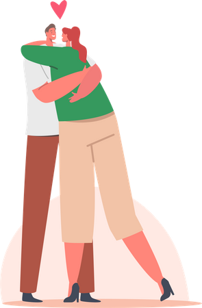 Loving couple hugging and sharing love Illustration
