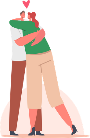 Loving couple hugging and sharing love  Illustration