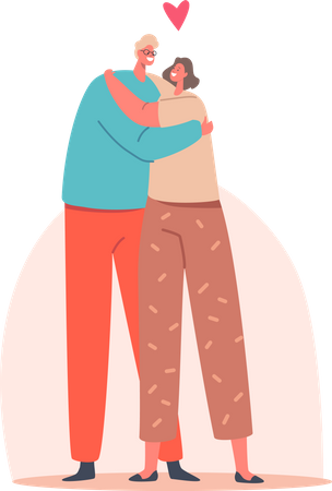 Loving couple hugging  Illustration