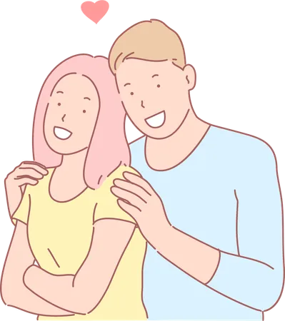 Loving couple hugging  Illustration