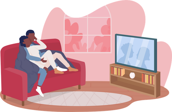 Loving couple in living room Illustration
