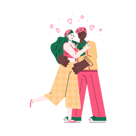 Loving mixed race couple  Illustration