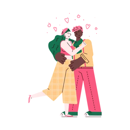 Loving mixed race couple  Illustration