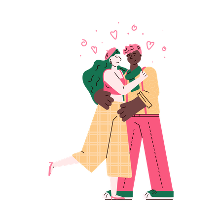 Loving mixed race couple  イラスト