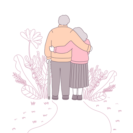 Loving old aged couple Illustration