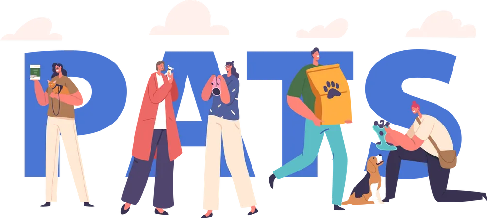 Loving people with their pet companions  Illustration