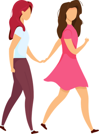 Loving women walking together Illustration