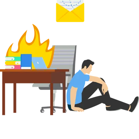 Burning Syndromes Low Work Efficiency Emotional Exhaustion This Is The Result Of Excessive Work Stress Lack Of Motivation To Work Leads To Depression Employees Sitting Under The Table Vector Illustration