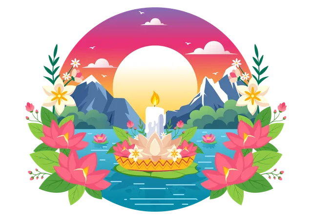 Loy Krathong Festival  Illustration