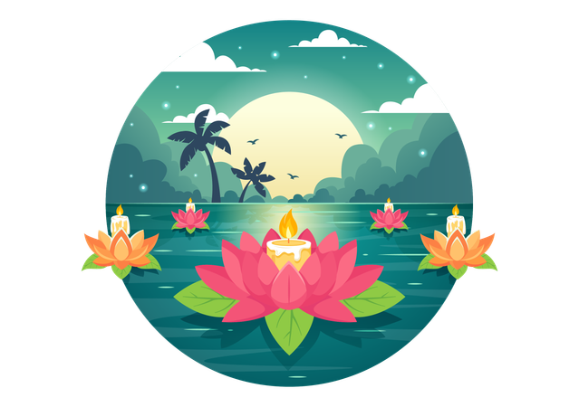 Loy Krathong Festival  Illustration