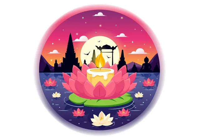 Loy Krathong Festival  Illustration