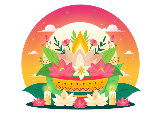 Loy Krathong Festival  Illustration