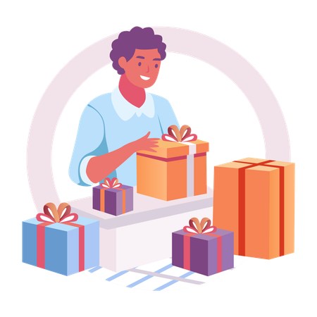 Loyalty Gifts received by man  Illustration