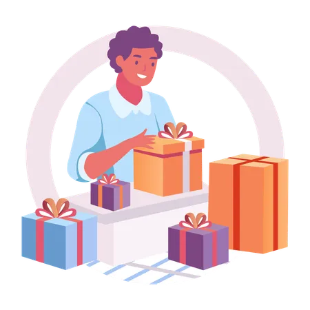 Loyalty Gifts received by man  Illustration