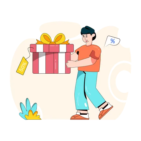 A Well Designed Character Illustration Of Gift Offer Illustration