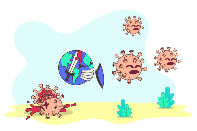 Lucha contra el virus corona  Ilustración