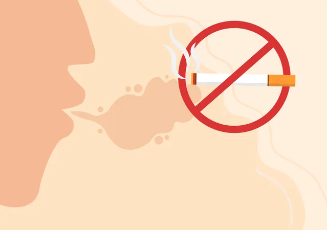 Dejar De Fumar O No Fumar Para Luchar Contra El Habito Nocivo Del Fumador Medico Y Como Advertencia Temprana En Una Ilustracion De Caricatura Plana Ilustración