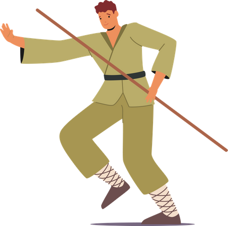Luchador de bojutsu masculino  Ilustración
