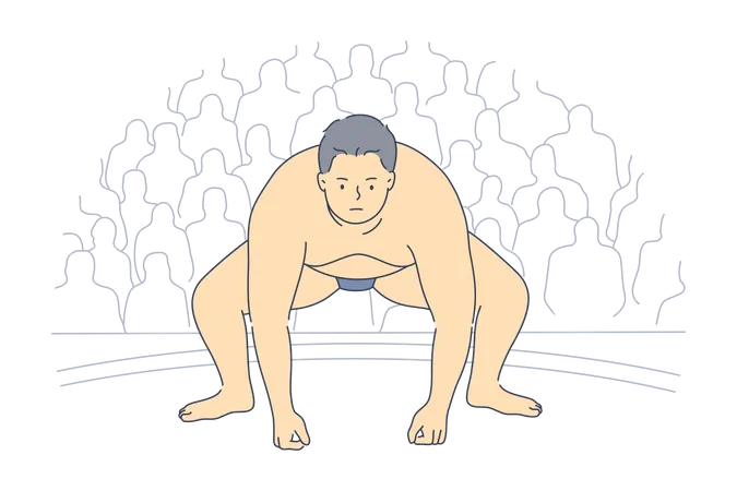 Luchador de sumo en el estadio  Ilustración