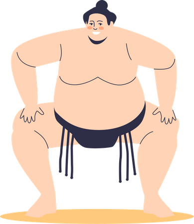 Luchador de sumo masculino listo para la competición  Ilustración