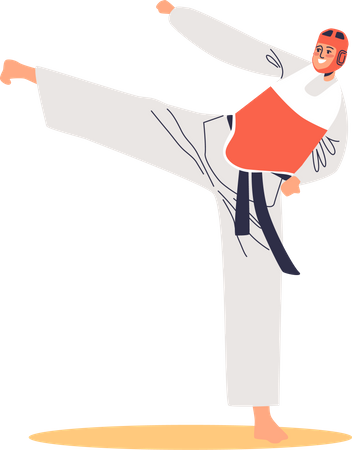 Luchador de taekwondo masculino  Ilustración