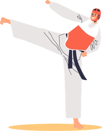 Luchador de taekwondo masculino  Ilustración