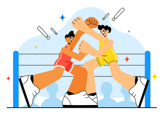 Luchador haciendo un combate de lucha libre  Ilustración