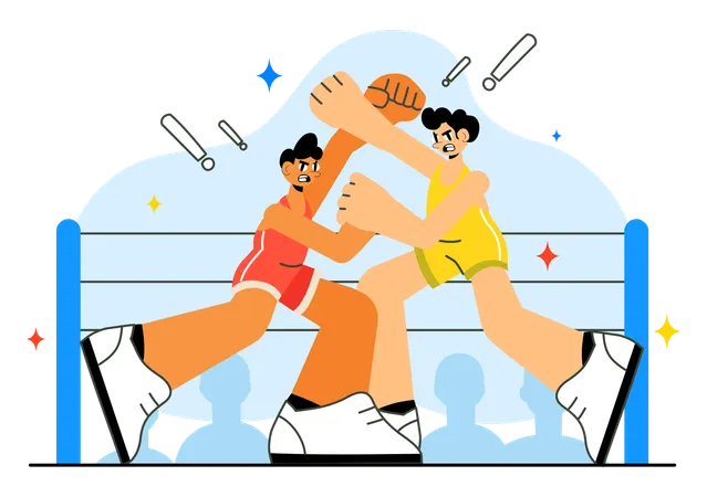 Luchador haciendo un combate de lucha libre  Ilustración