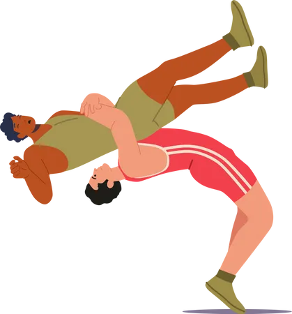 Luchador profesional derrotando al jugador.  Ilustración