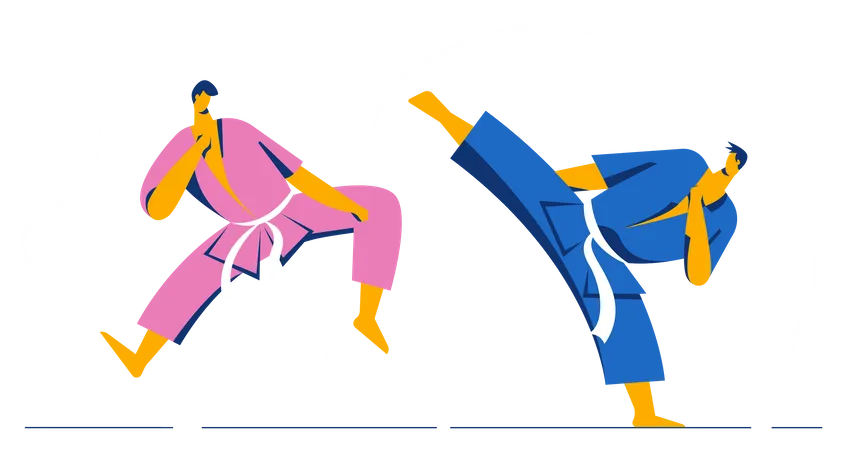 Luchadores de taekwondo  Ilustración