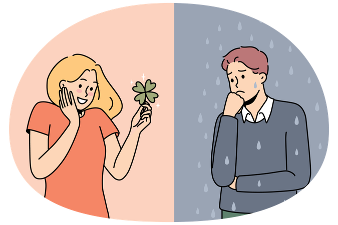 Lucky and unlucky people in life  Illustration
