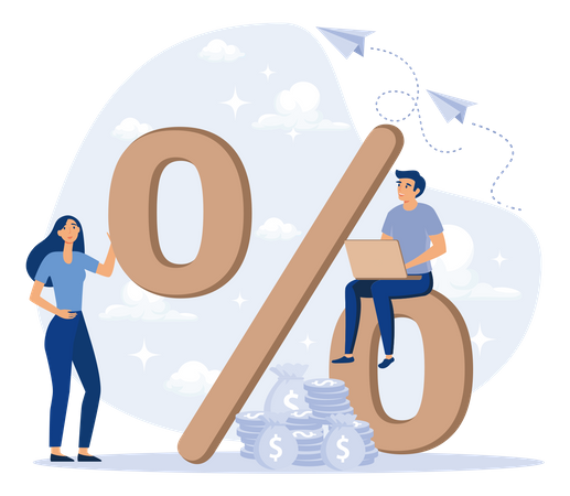 Lucro de renda com taxa percentual  Ilustração