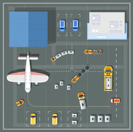 Flughafen aus der Vogelperspektive  Illustration