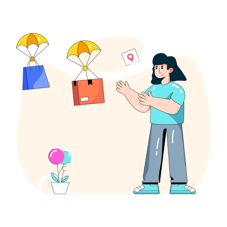 Lieferung mit Heißluftballons  Illustration