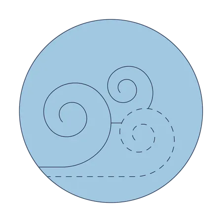 Luftelementsymbol mit geschwungenen Windmustern  Illustration