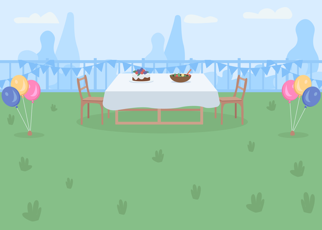 Lugar de fiesta en el patio trasero  Ilustración