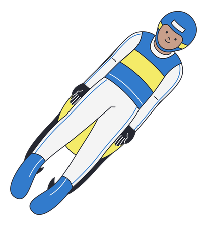 Luge Athlete on Sled  Illustration